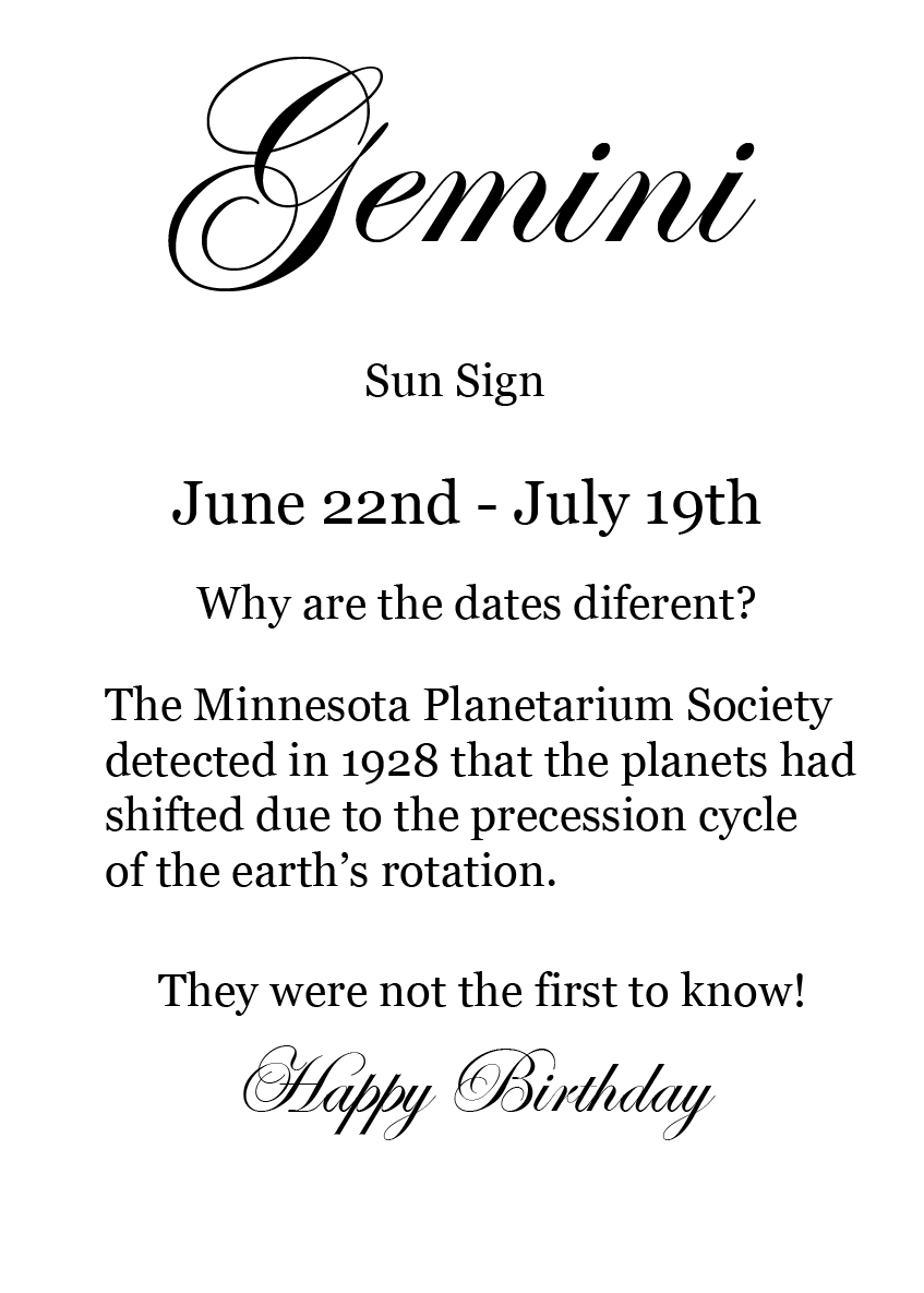 Gemini Birthday Card