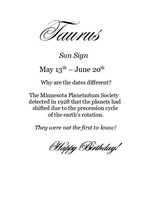 Taurus Birthday Card